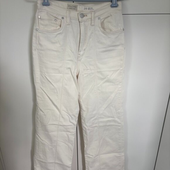 Anthropologie Pilcro Front Seam Off White Relaxed Jeans Size 28 - Picture 1 of 4